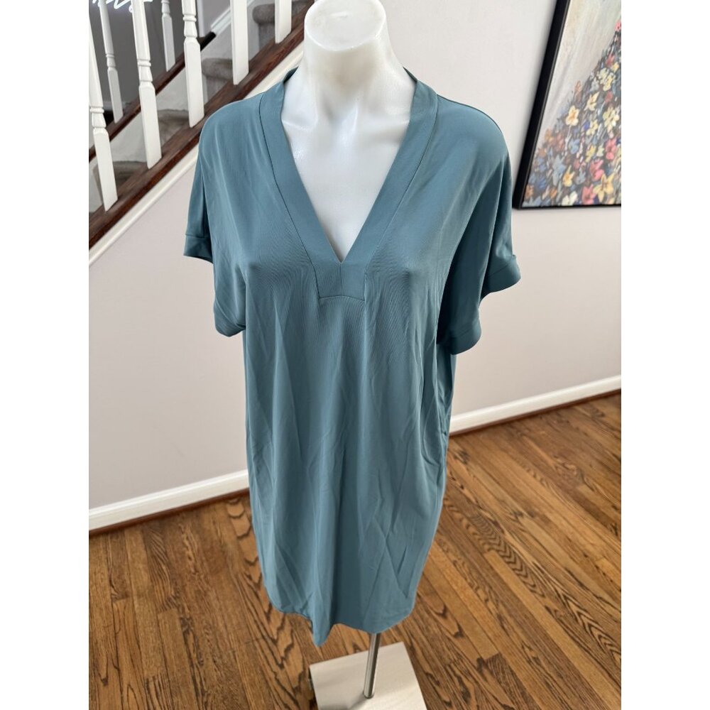 ERES Tali Dress Requin Bleu Jersey Mini V Neck Size Small - Picture 2 of 4